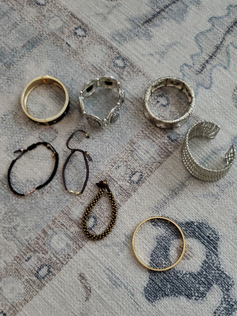 Lot Of 8 Assorted Bracelets Cuff Bangles Gold Silver